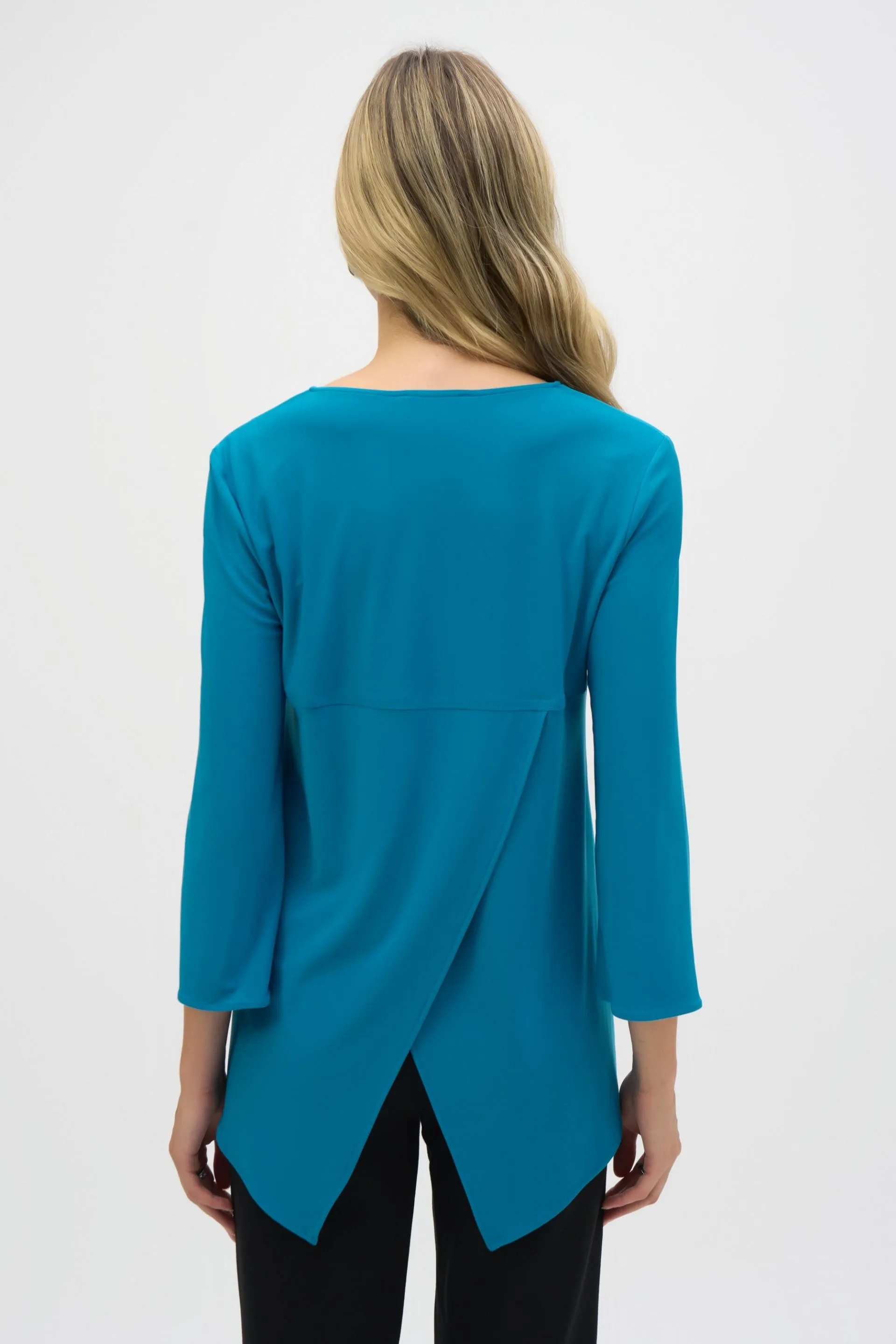 Joseph Ribkoff Embellished Zip Front Split Sleeve Tunic Top 243314