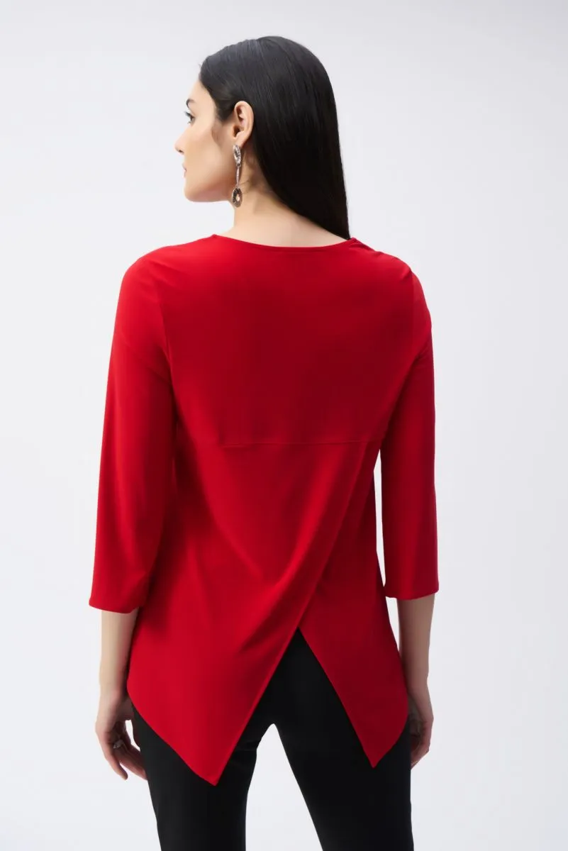 Joseph Ribkoff Embellished Zip Front Split Sleeve Tunic Top 243314