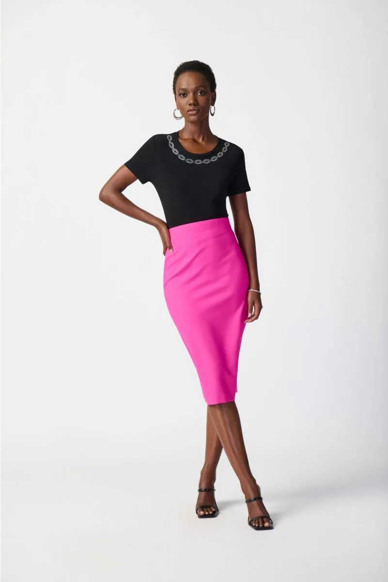 Joseph Ribkoff Rhinestone Detail Short Sleeve T-Shirt Top 241019