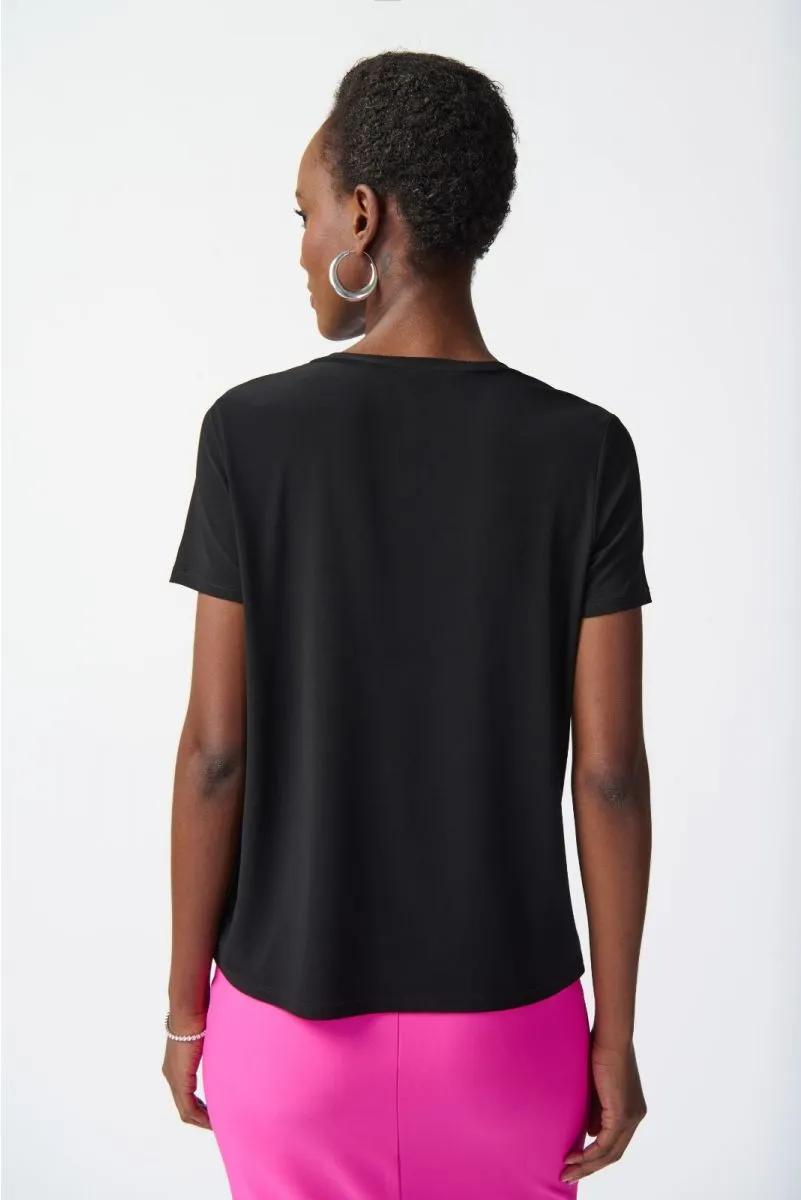 Joseph Ribkoff Rhinestone Detail Short Sleeve T-Shirt Top 241019