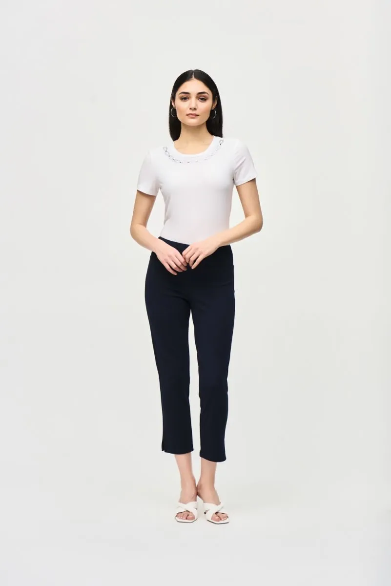 Joseph Ribkoff Rhinestone Detail Short Sleeve T-Shirt Top 241019