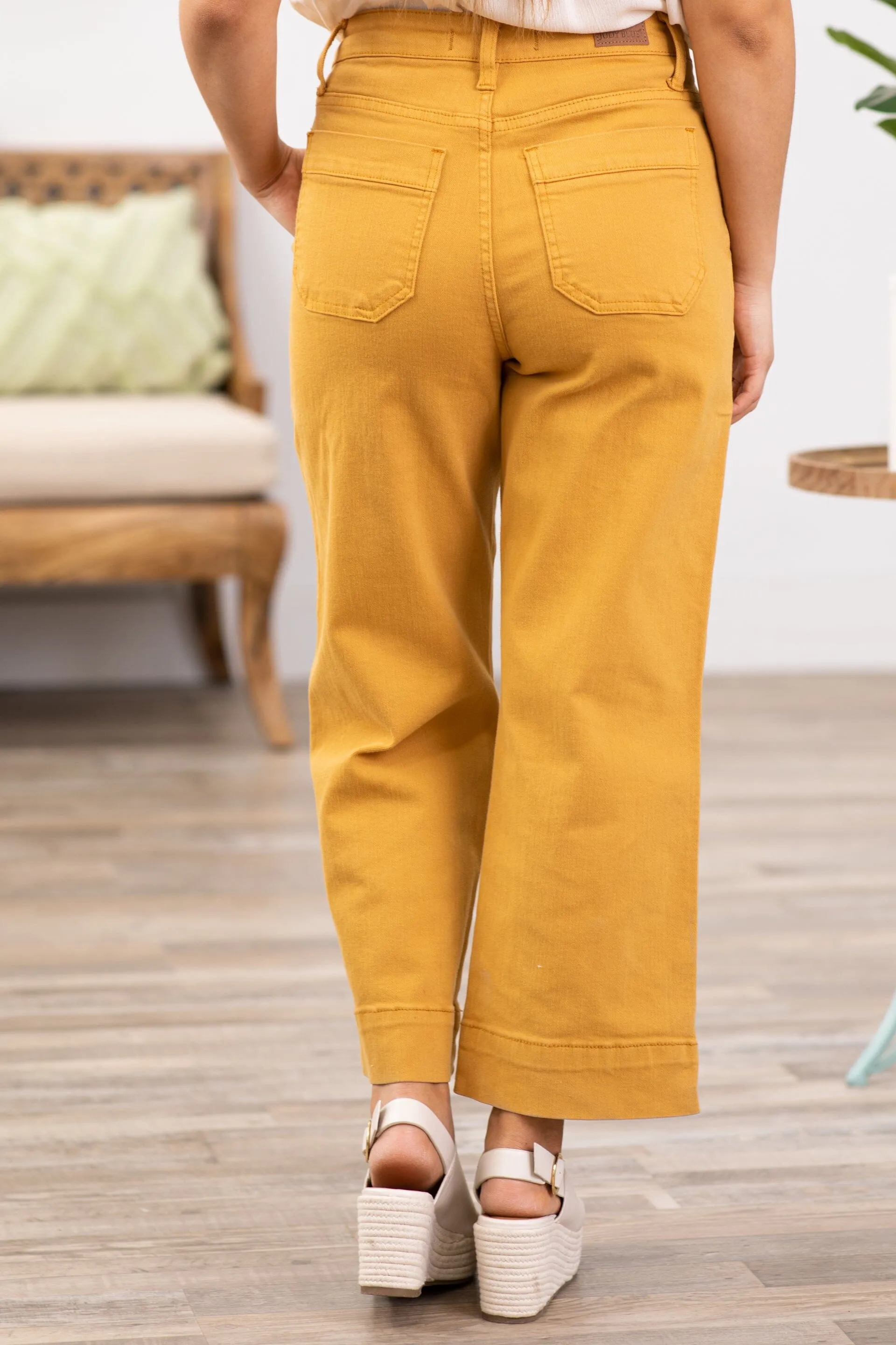Judy Blue Mustard Cropped Wide Leg Pants