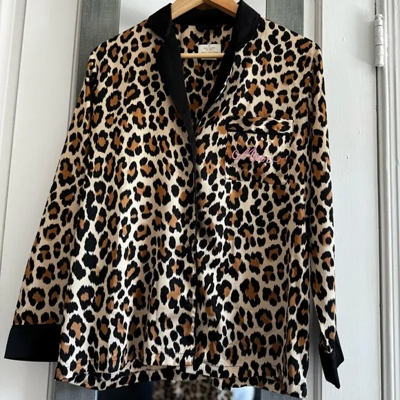 Kate Spade Meow Leopard Print Pajama Set