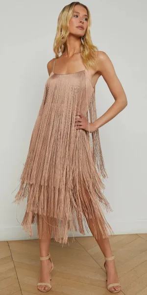 L'AGENCE Taylen Fringe Midi Dress
