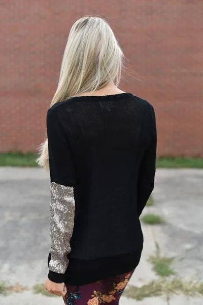 Leave a Little Sparkle Top - Black