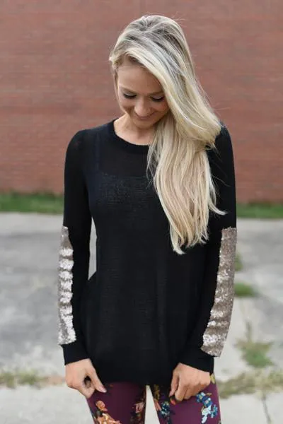 Leave a Little Sparkle Top - Black