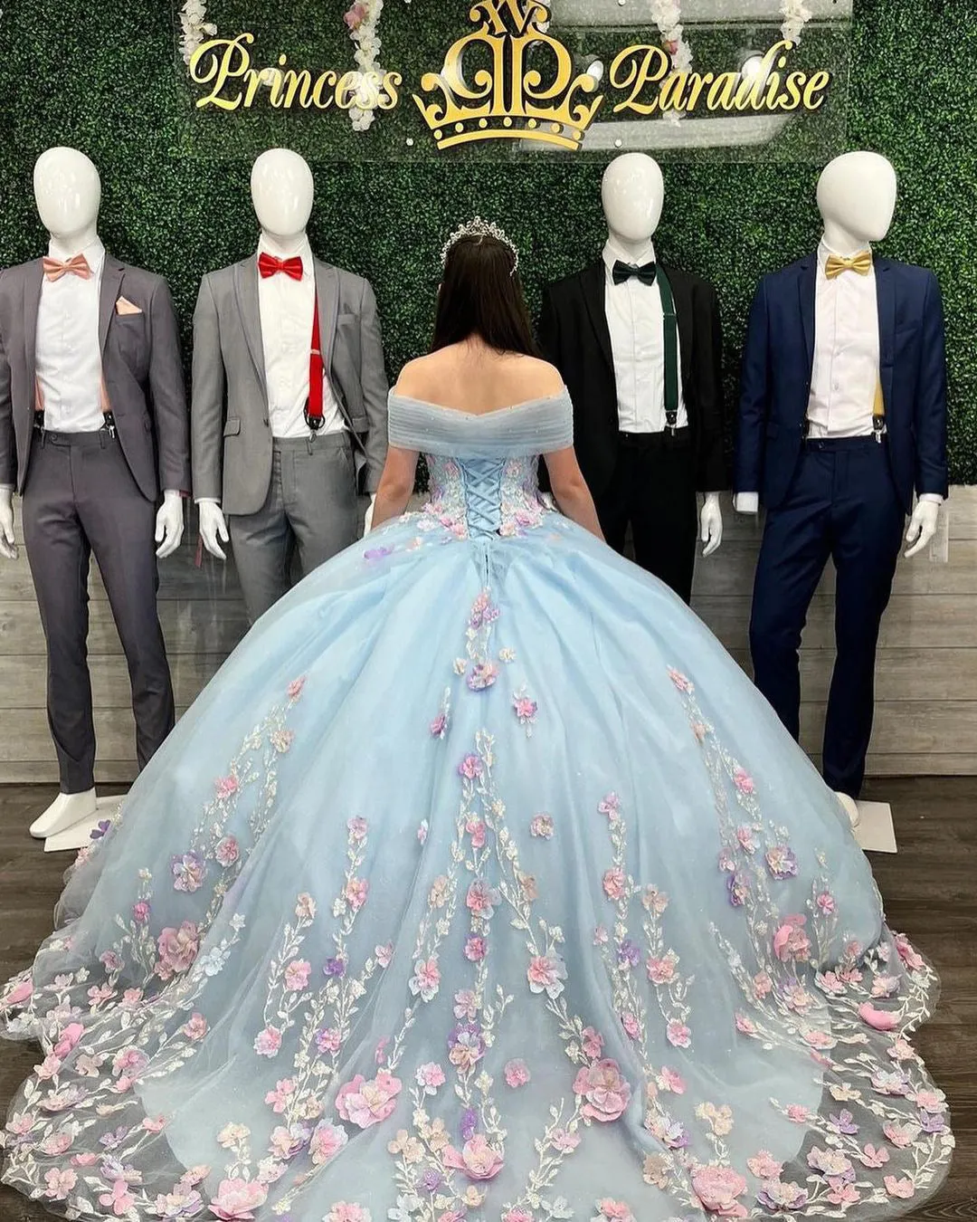 Light Blue Quinceanera Dresses 3D Flowers Off The Shoulder Puffy Ball Gown vestidos de quinceañera