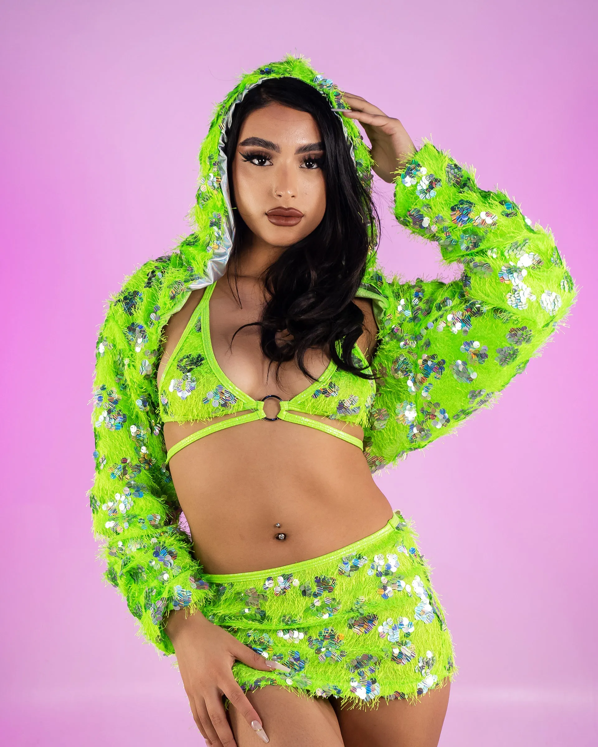 Lime Laser Shaggy O-Ring Top