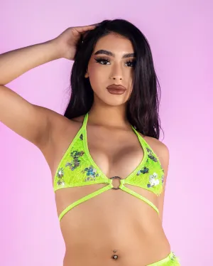 Lime Laser Shaggy O-Ring Top