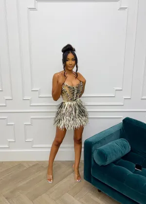 Liquid Corset Fringe Mini Dress