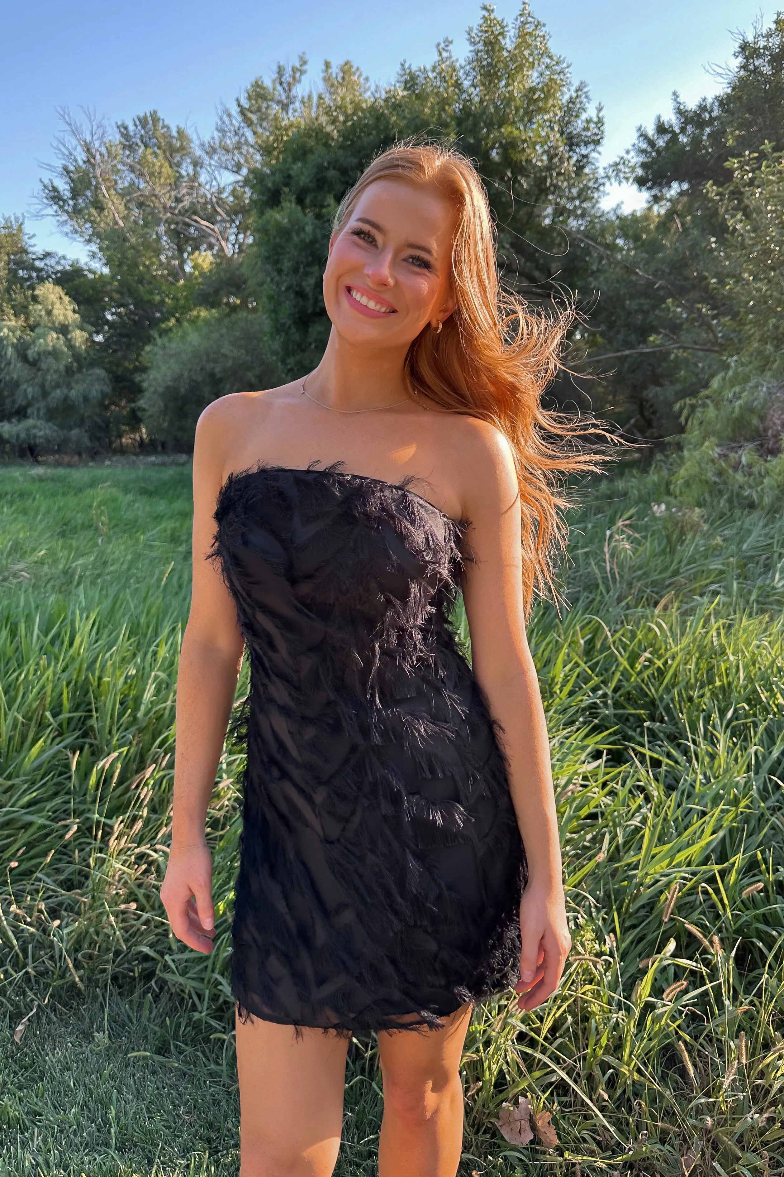 Little Black Fringe Mini Dress- FINAL SALE