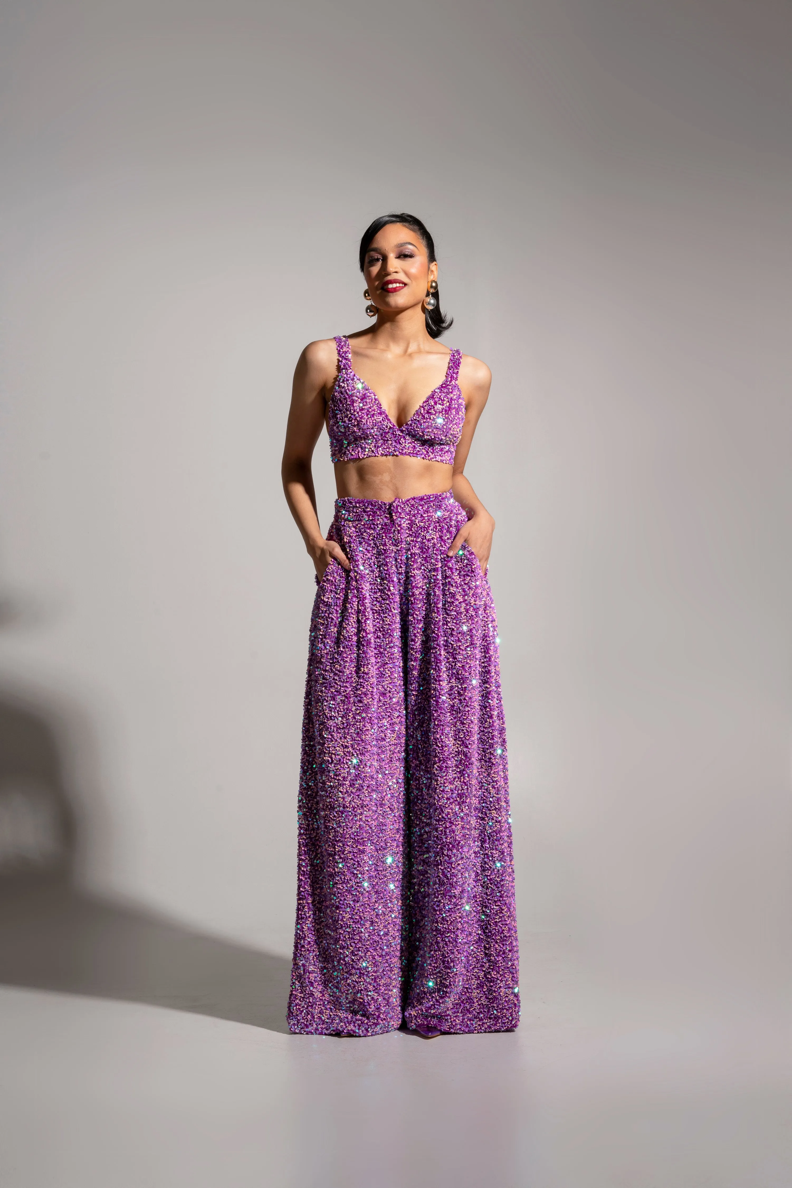 LIZA Sequin Bra Top in ALEXANDRITE
