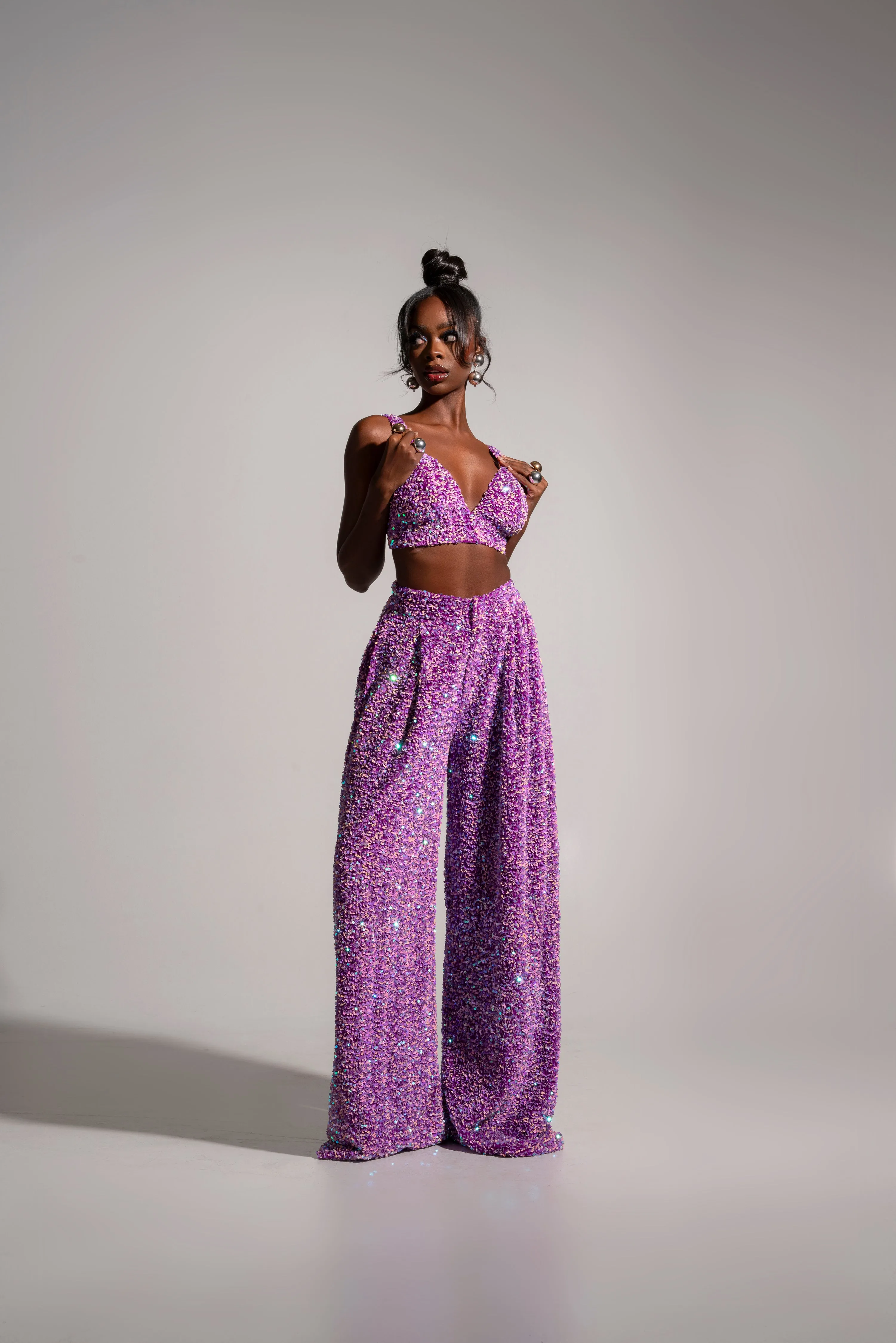 LIZA Sequin Bra Top in ALEXANDRITE