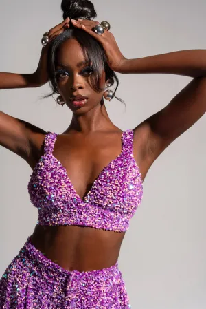 LIZA Sequin Bra Top in ALEXANDRITE