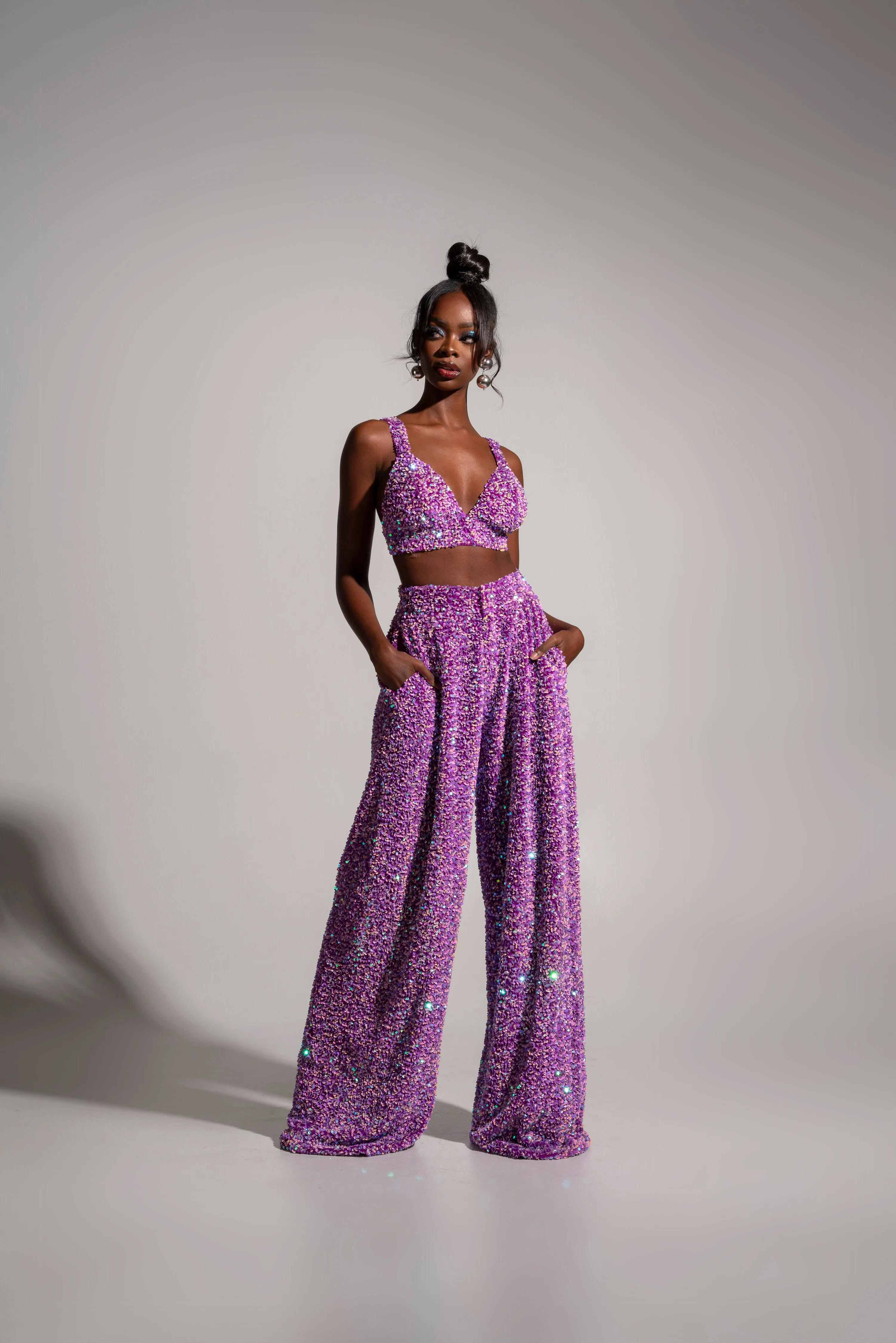 LIZA Sequin Bra Top in ALEXANDRITE