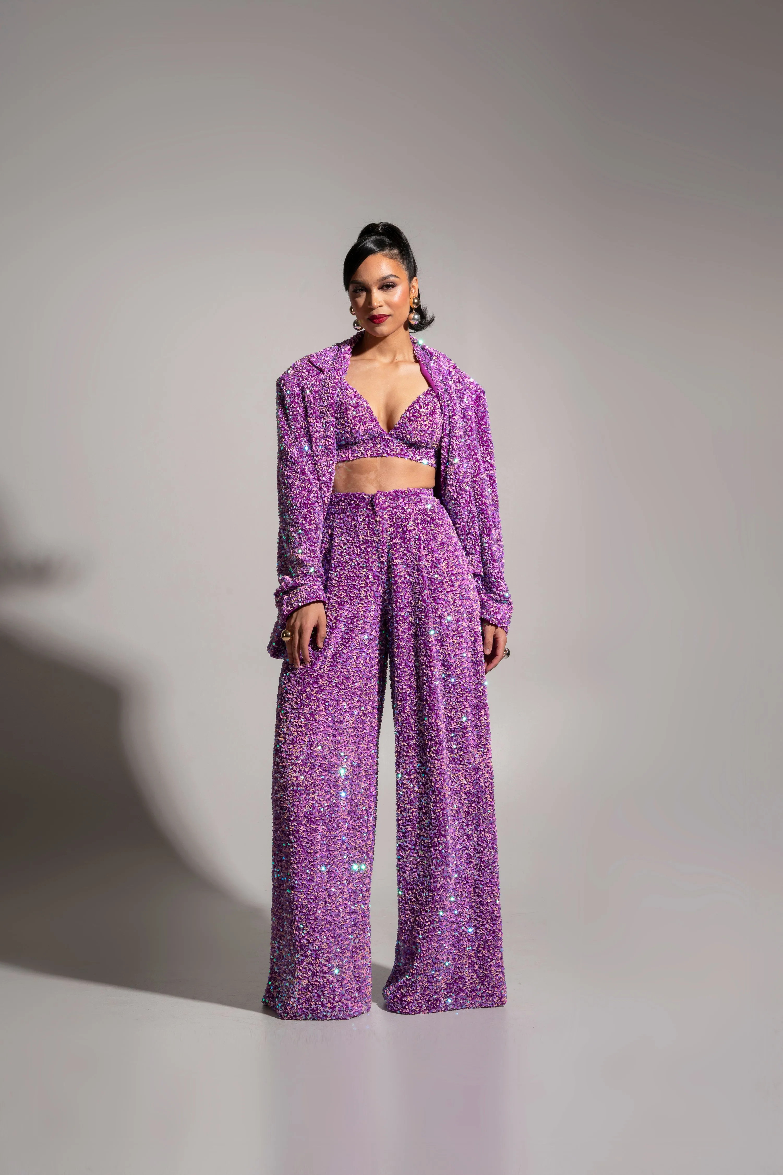 LIZA Sequin Bra Top in ALEXANDRITE