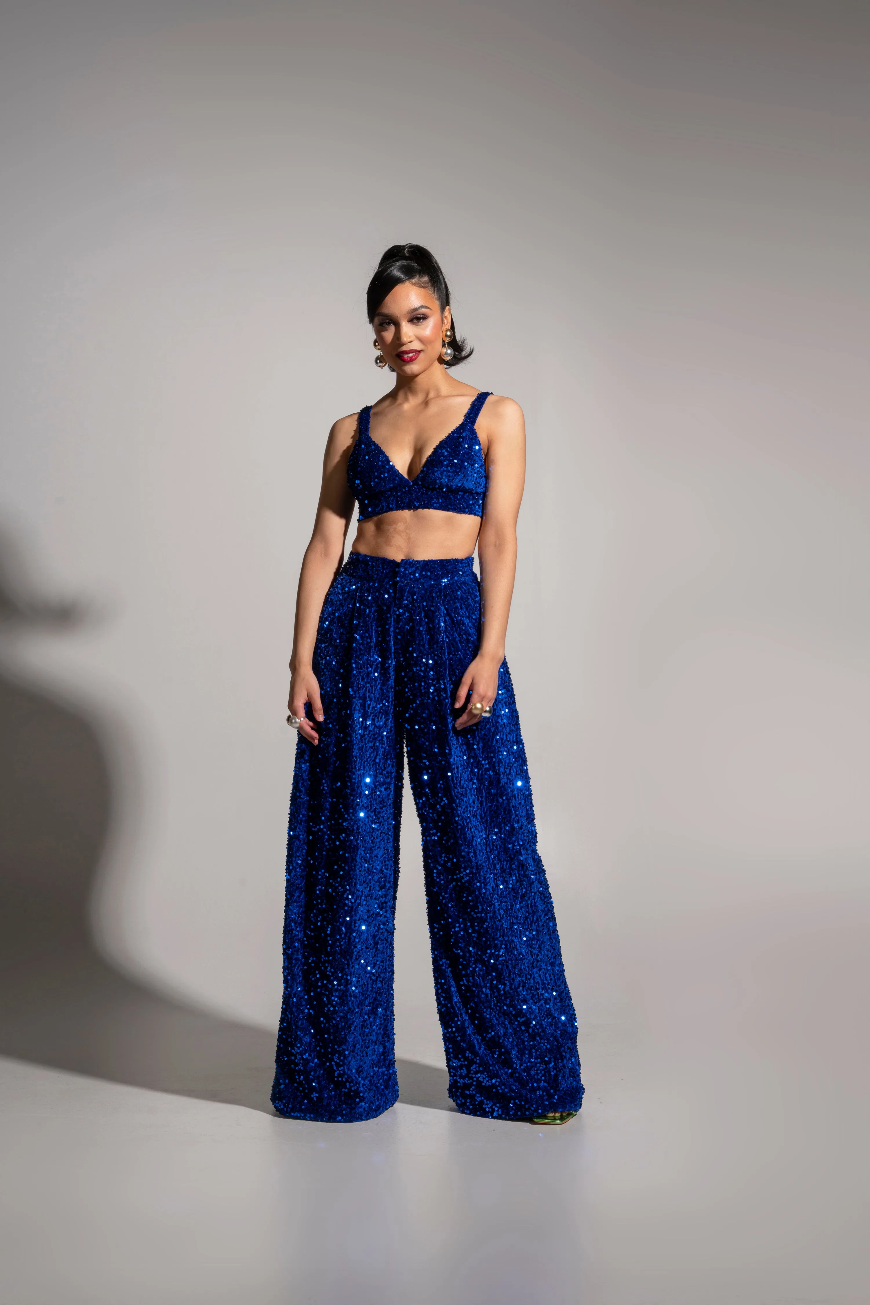 LIZA Sequin Bra top in SAPPHIRE