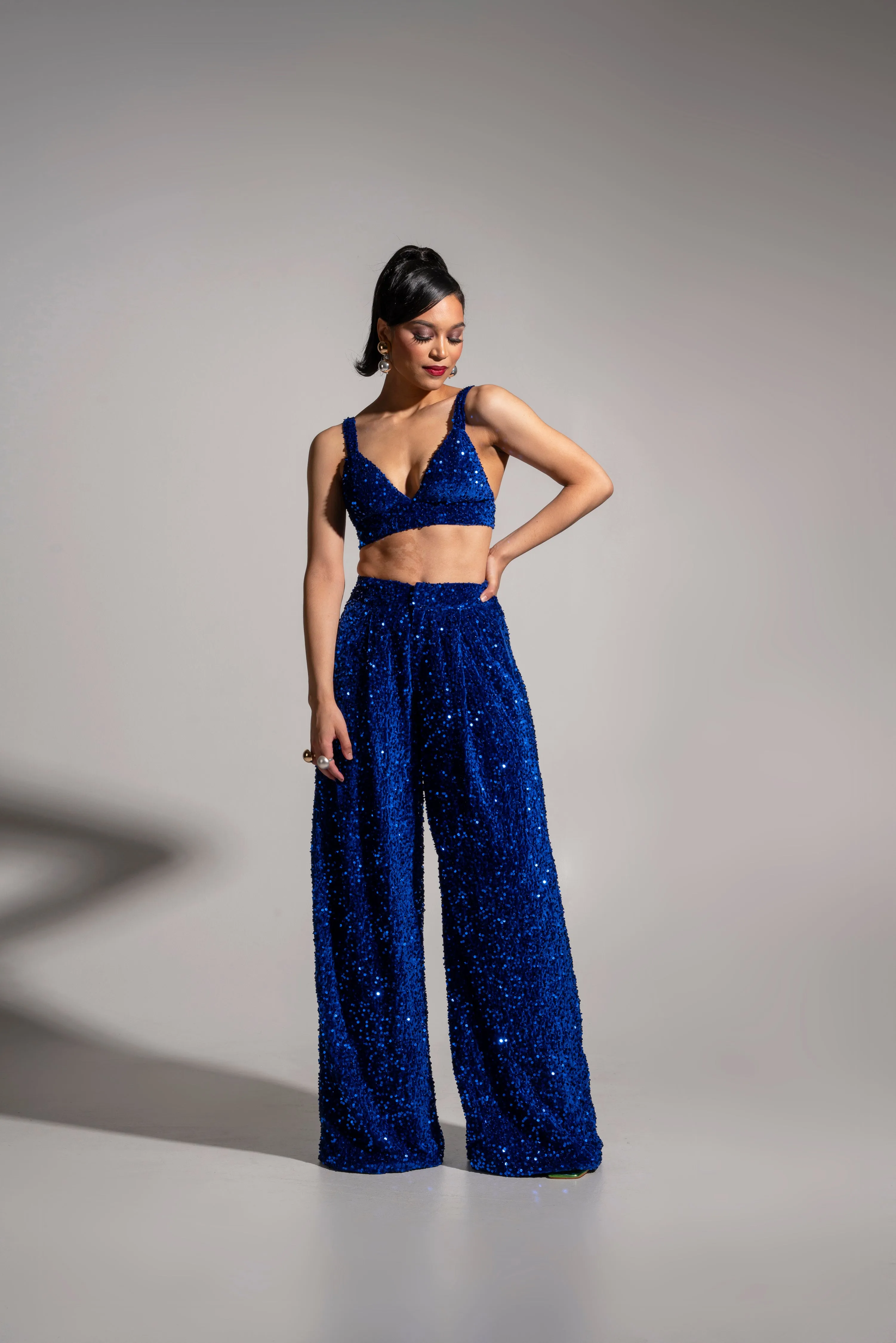 LIZA Sequin Bra top in SAPPHIRE