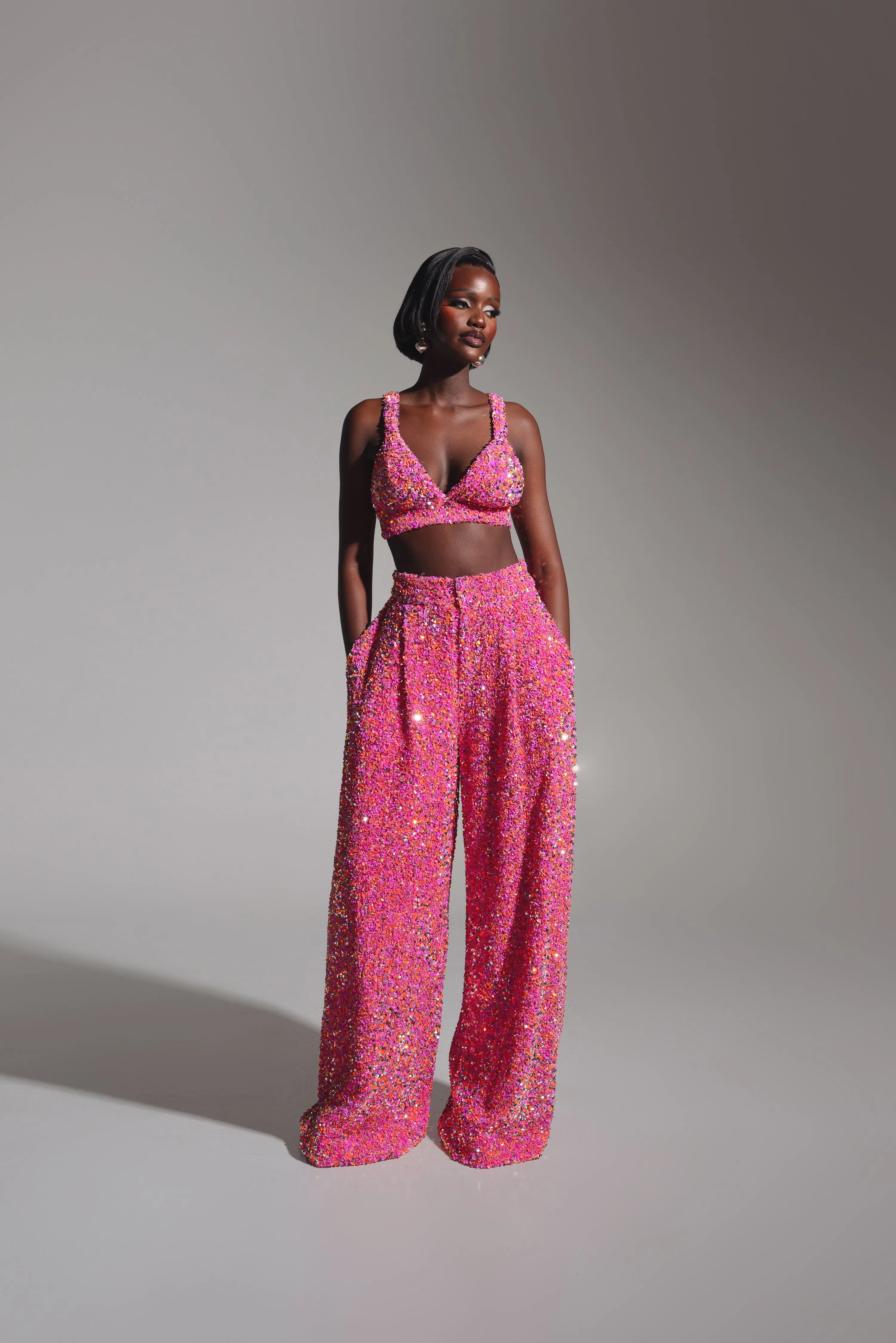 LIZA Sequin Bra Top in TOURMALINE