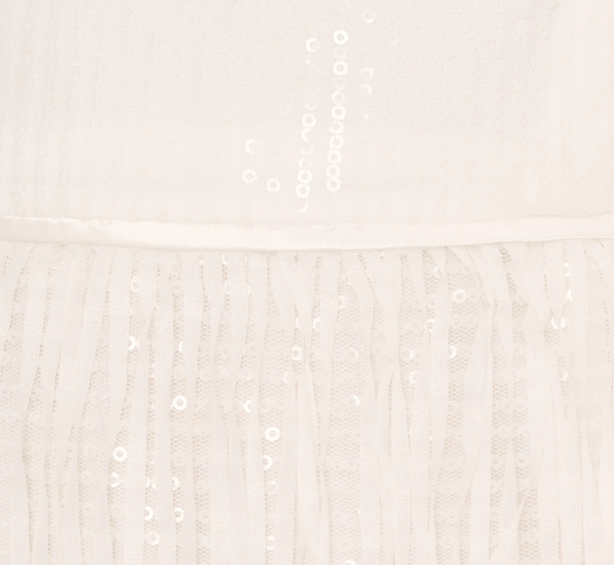 Long Sleeve Sequin Fringe Cocktail Dress In Ivory