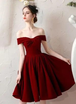 Lovely Sweetheart Wine Red Velvet Short Party Dress, Dark Red Velvet Prom Dress Homecoming Dress