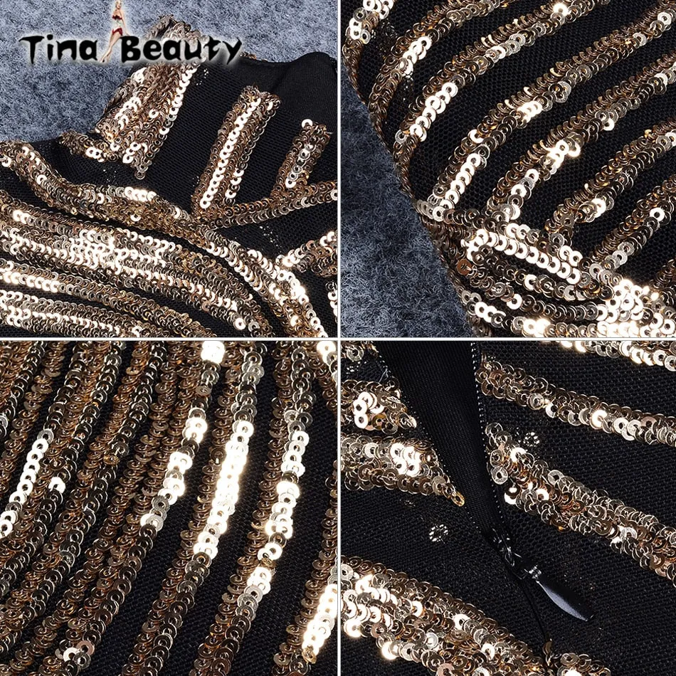 Luxury Sequin Celebrity Golden Dresses