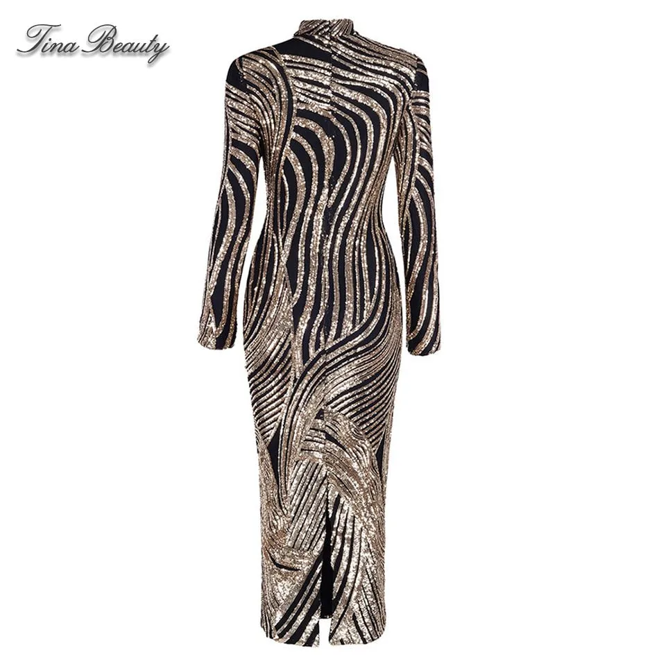 Luxury Sequin Celebrity Golden Dresses