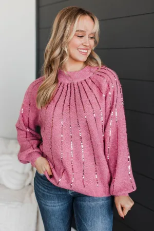 Major Confidence Sequin Knit Sweater- Pink