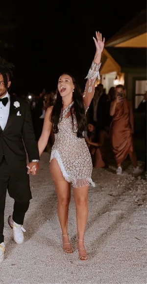 “Makenzie” Crystal Beaded Mini Fringe Dress