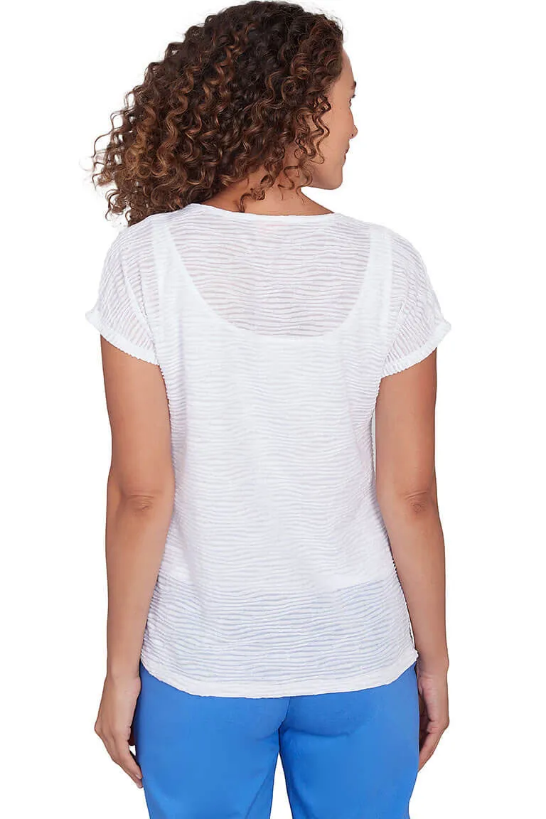 Making Waves Studded Ring Neck Top