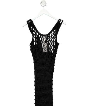 MANGO Black Mesh Dress With Fringe Detail UK 8