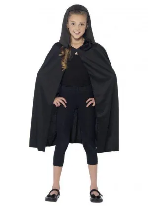 Medieval Cape Black Hooded for Children
