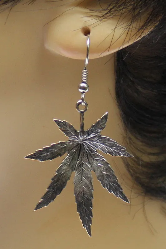 Metal Pot Leaf Earrings