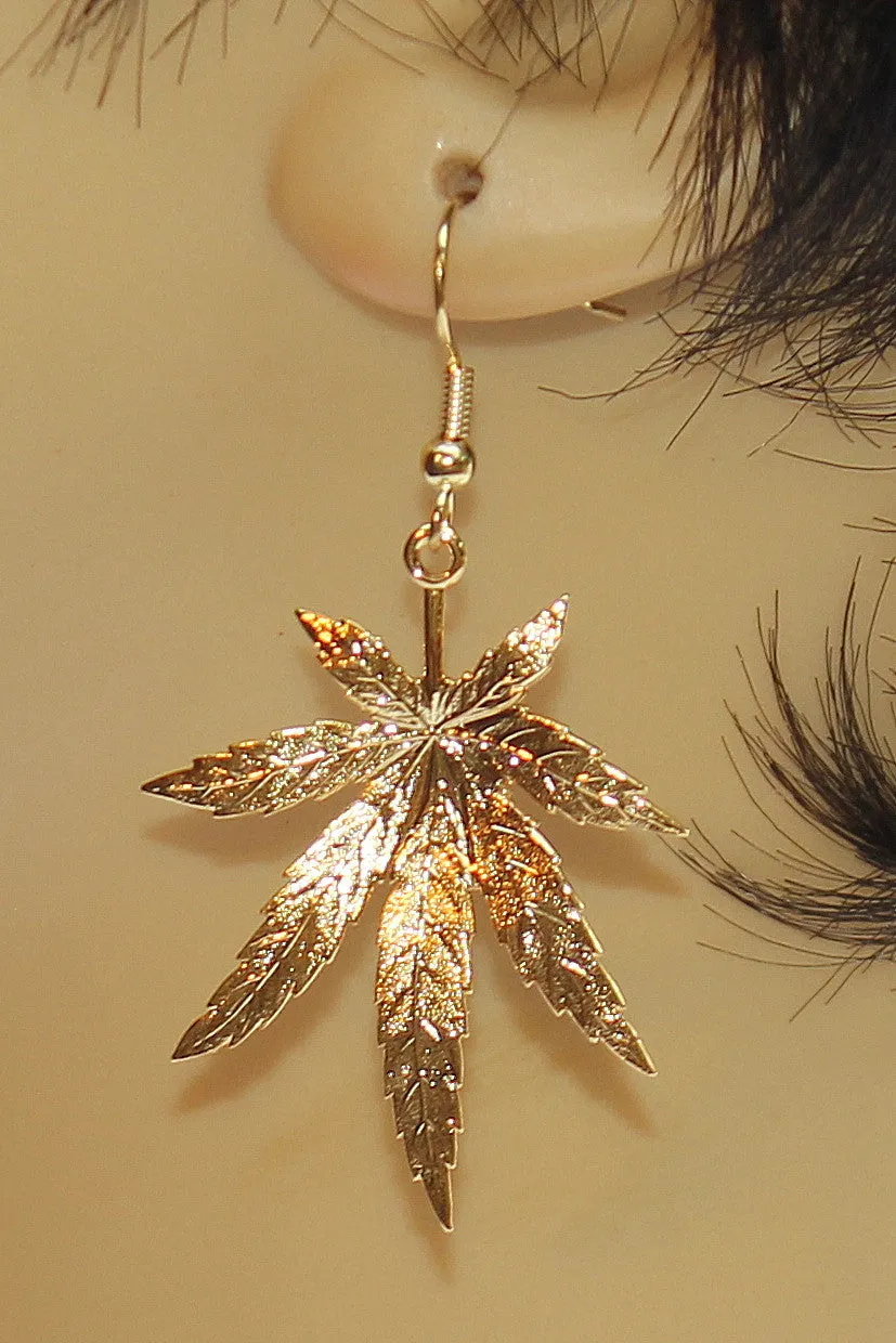 Metal Pot Leaf Earrings
