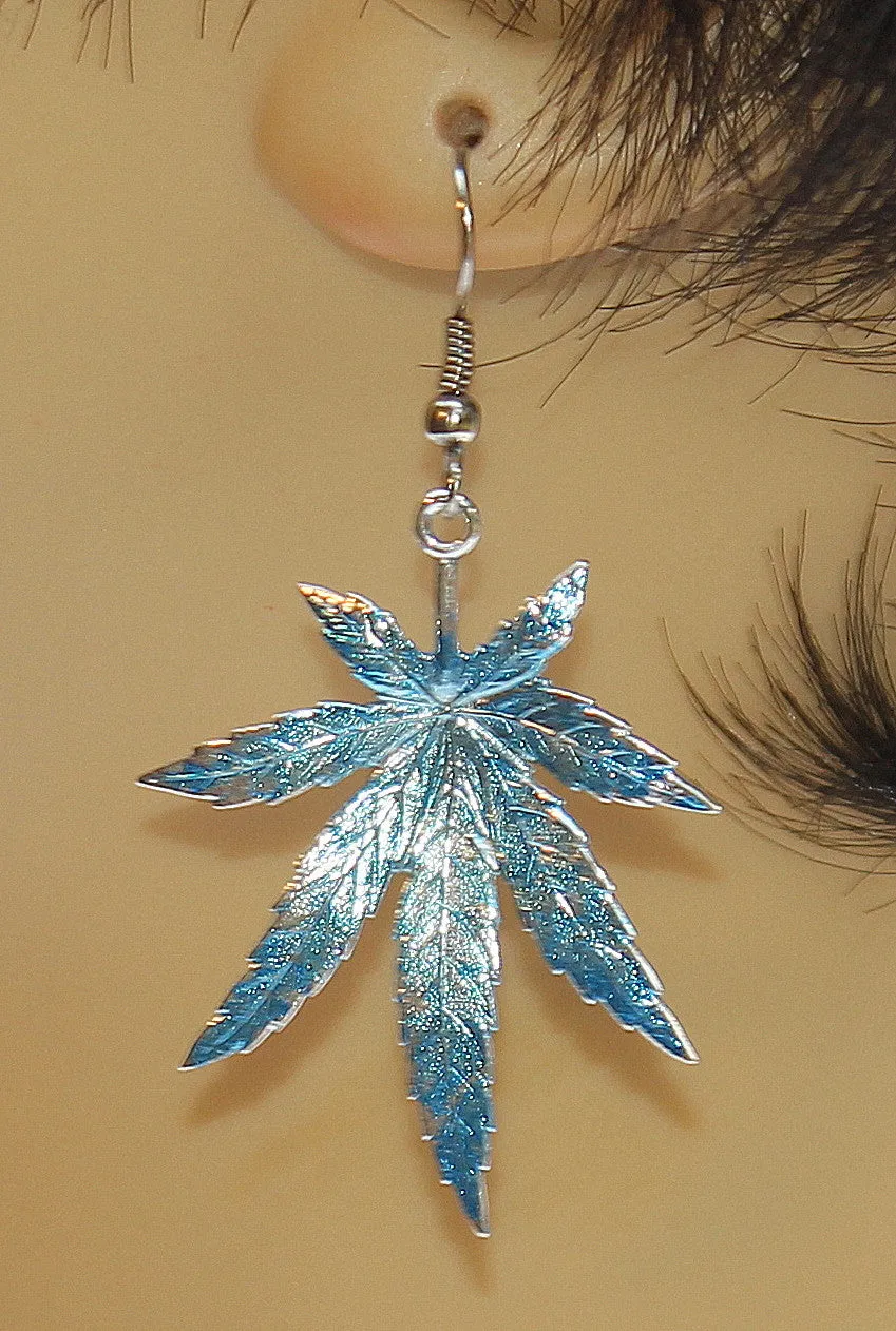 Metal Pot Leaf Earrings