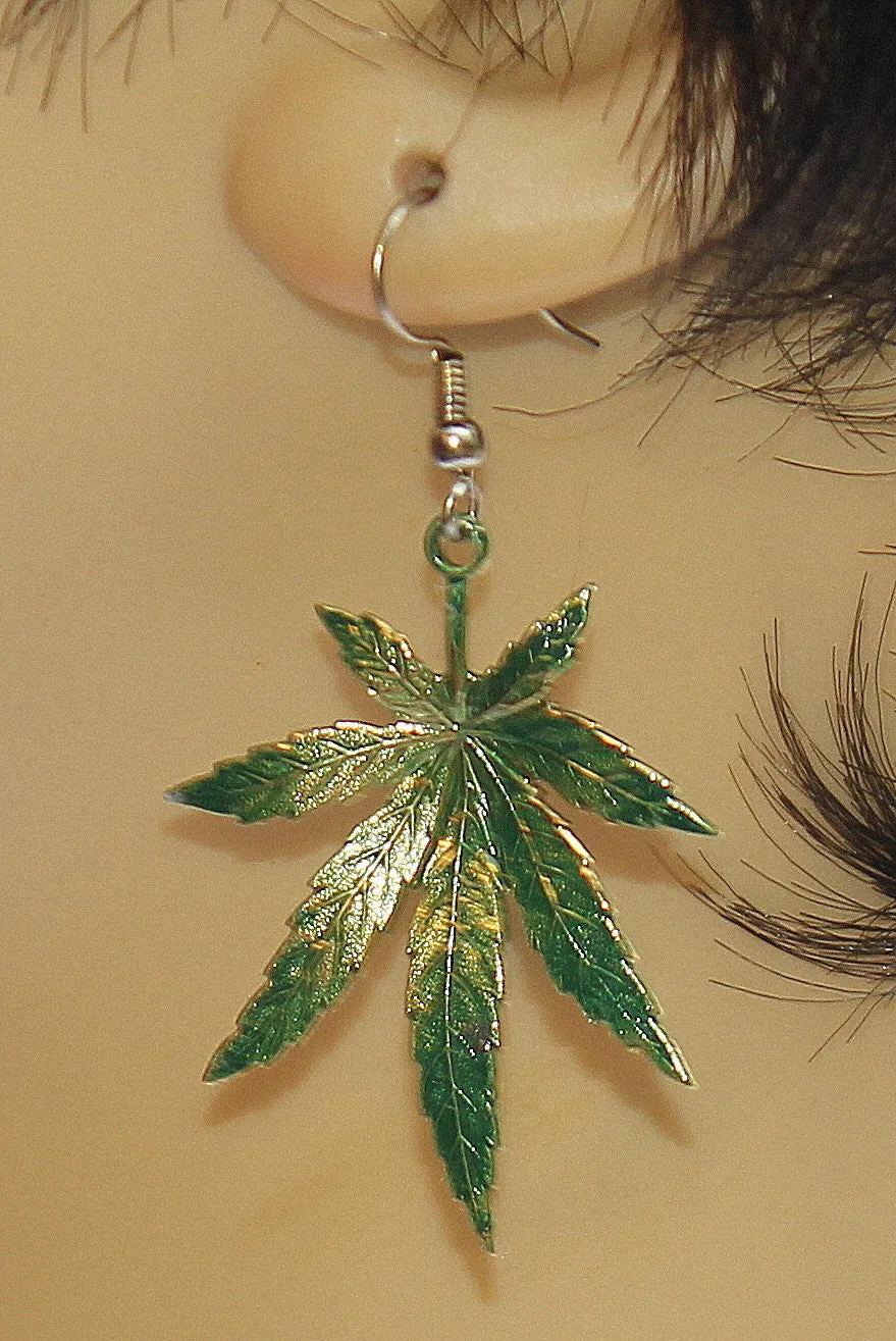 Metal Pot Leaf Earrings