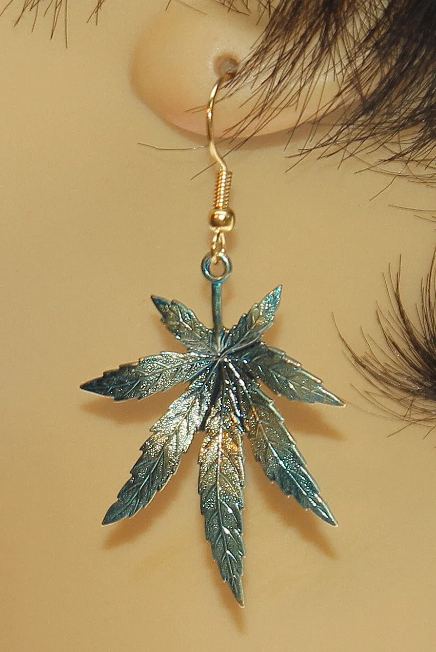 Metal Pot Leaf Earrings