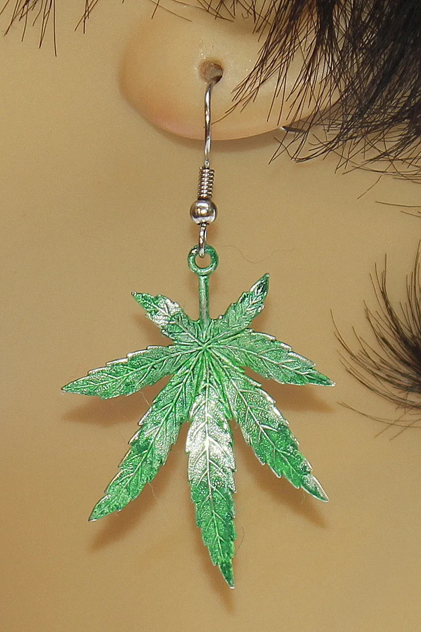 Metal Pot Leaf Earrings