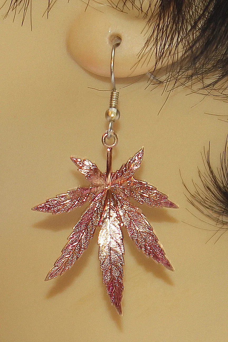 Metal Pot Leaf Earrings
