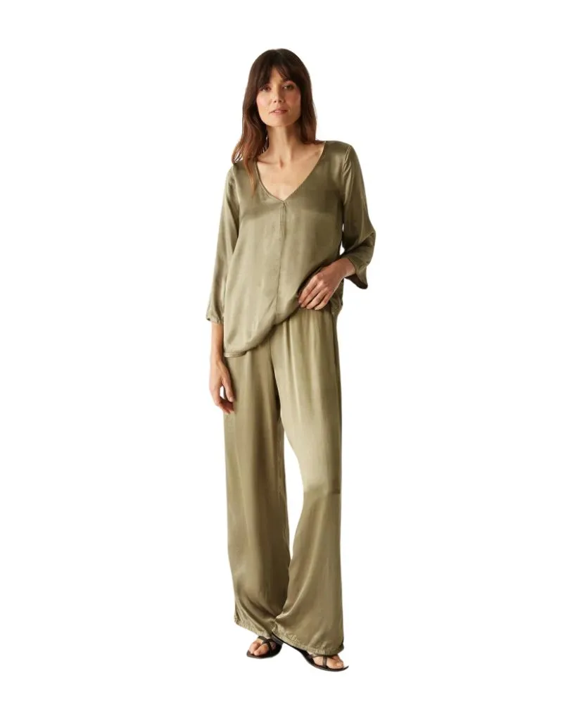 Michael Stars Cyrus Satin Pants in Olive