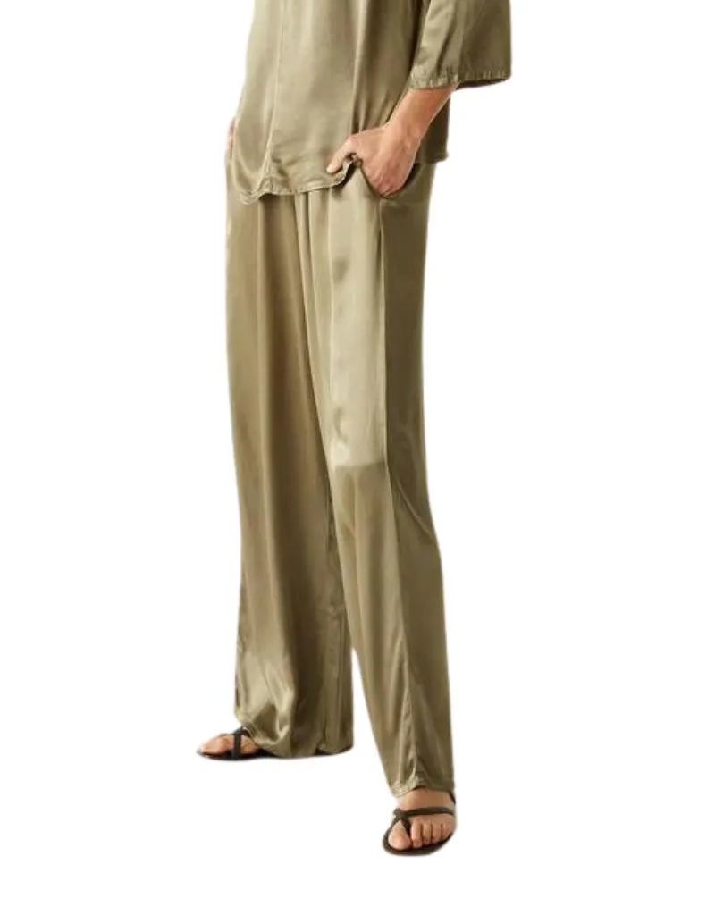 Michael Stars Cyrus Satin Pants in Olive