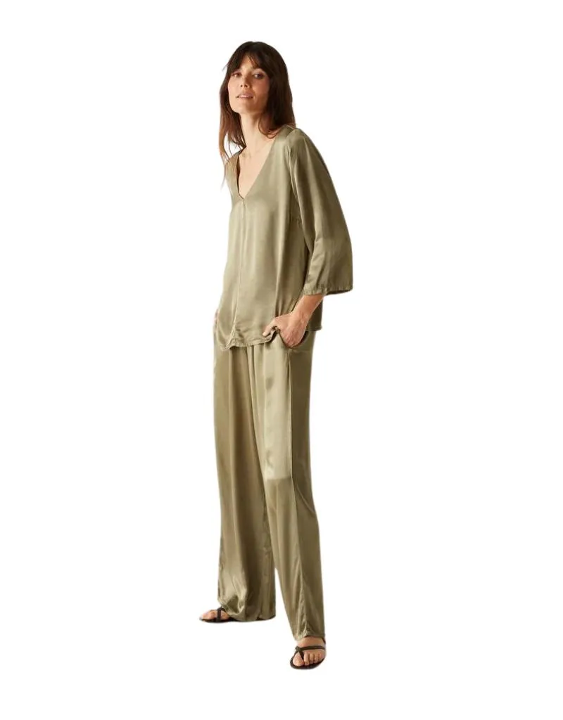 Michael Stars Cyrus Satin Pants in Olive