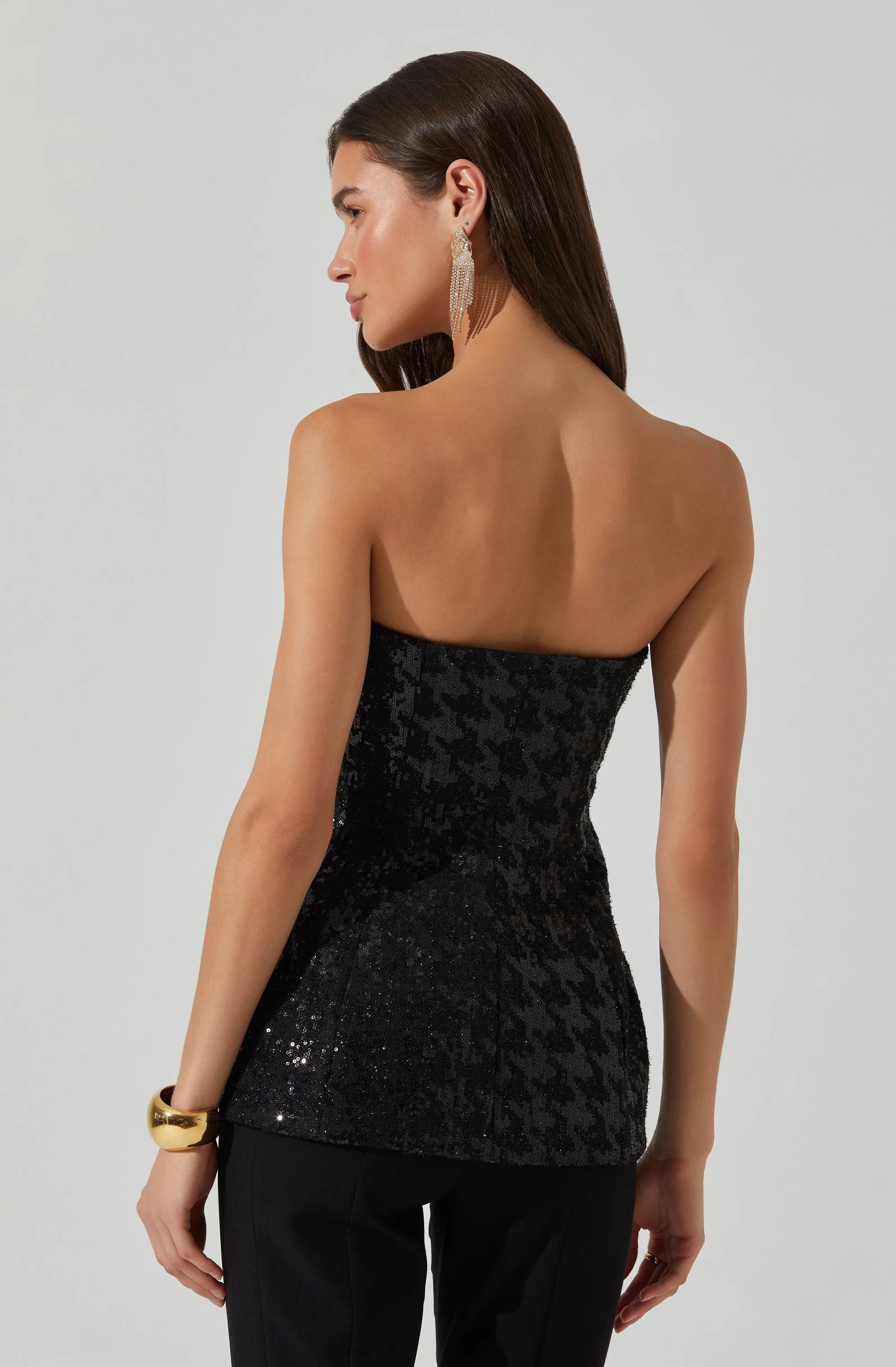 Milani Tweed Houndstooth Sequin Top