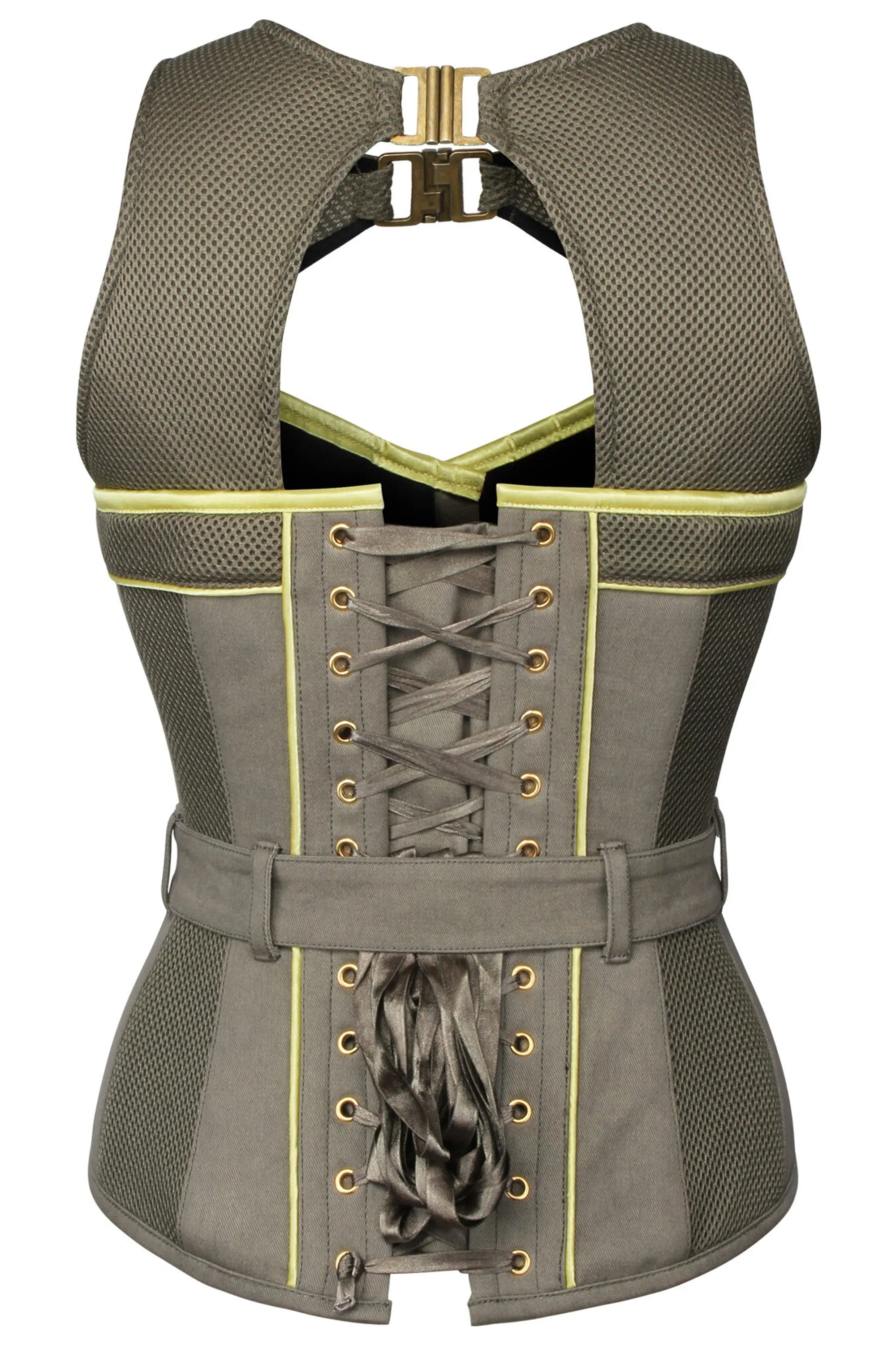 Military Style Zip and Buckle Corset