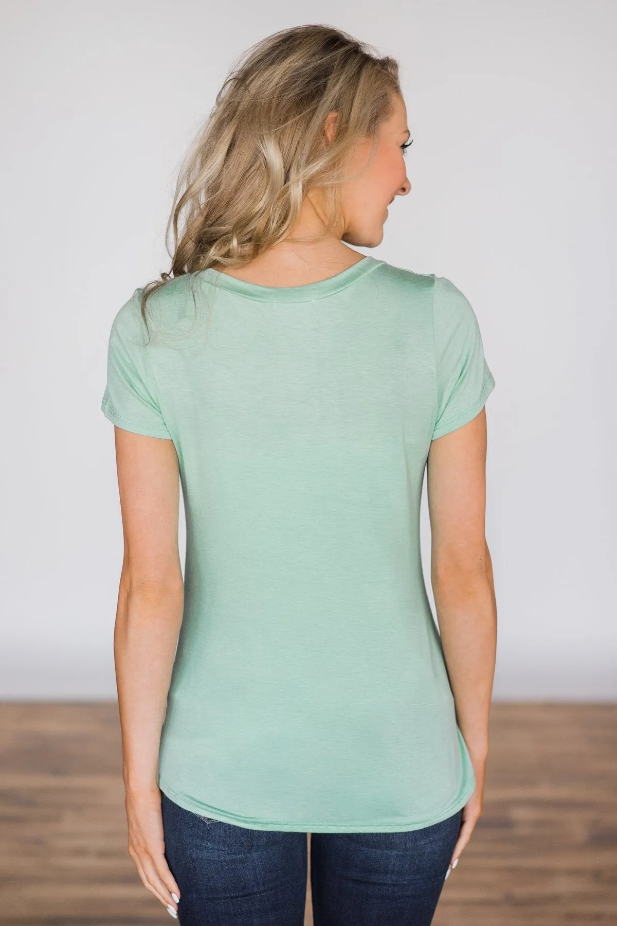 Mint Glam Pocket Short Sleeve Top
