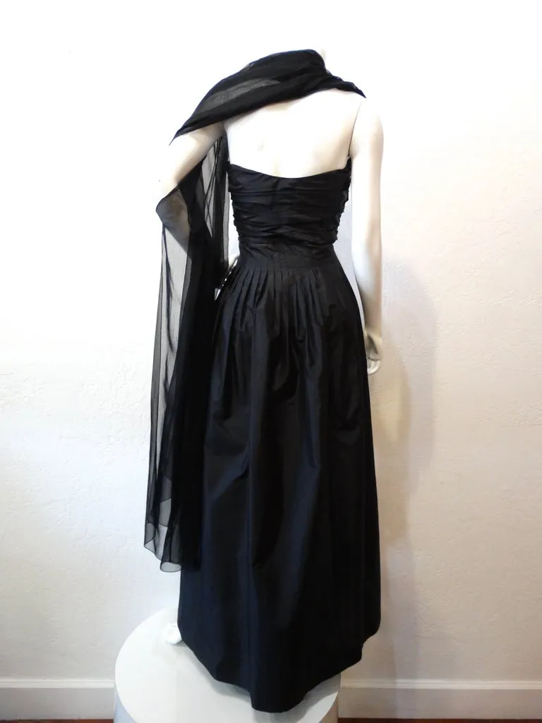 Moschino Pin-Tuck Gown With Built-in Shawl