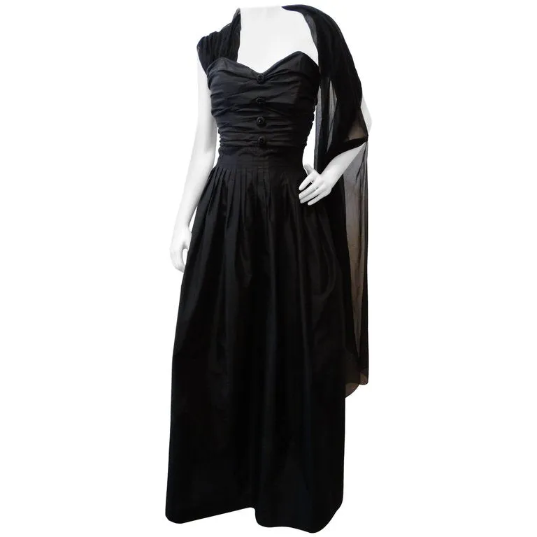 Moschino Pin-Tuck Gown With Built-in Shawl