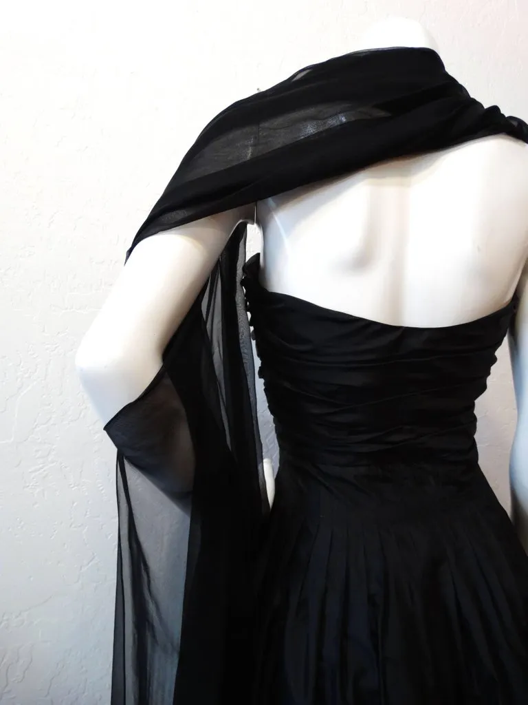 Moschino Pin-Tuck Gown With Built-in Shawl