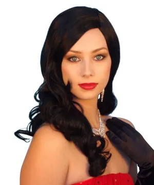 Movie Star Black Long Wavy Wig 1940's Female Hollywood