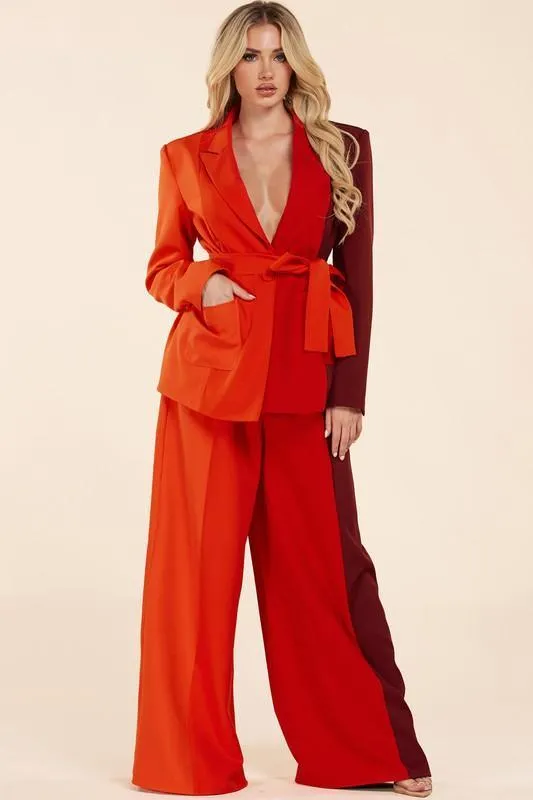 MUILI COLOR BLAZER AND PANT SET
